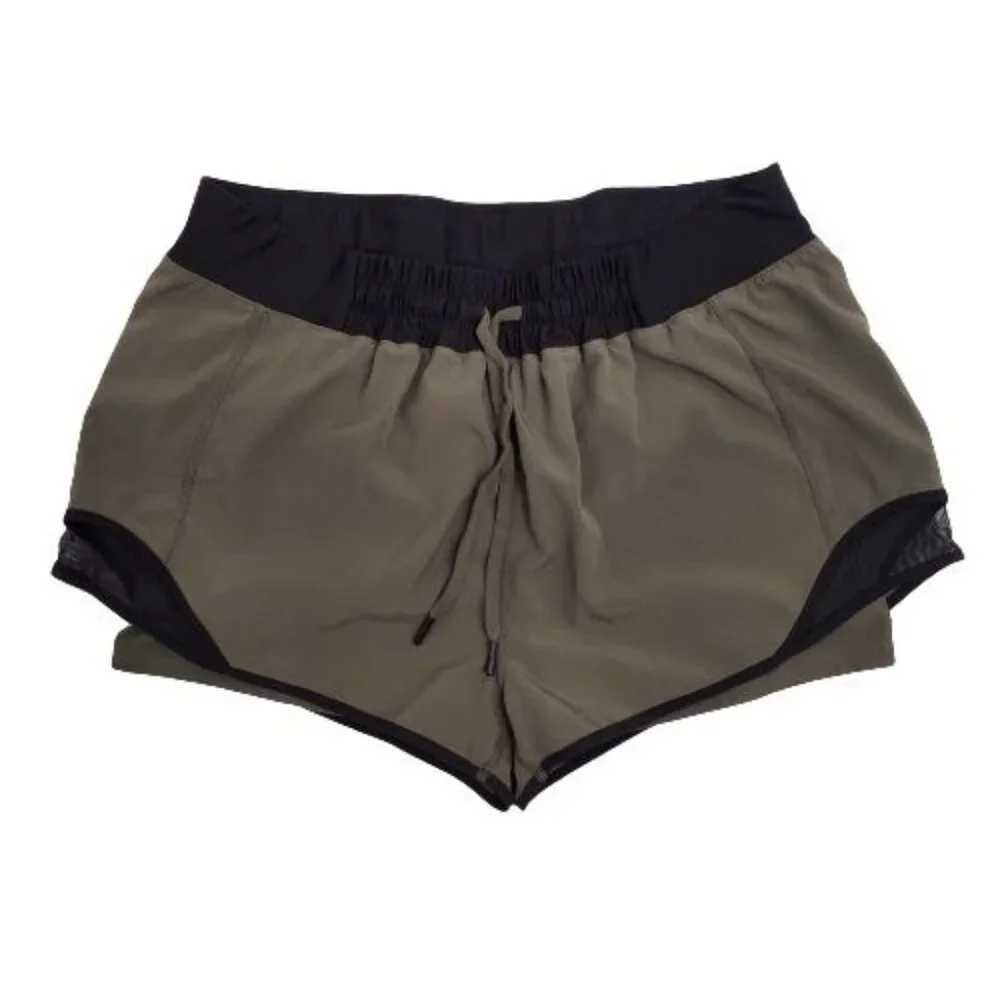 MPG Women's‎ Olive Combo Athletic Training Running Retro Run Shorts Size Large - Picture 2 of 11